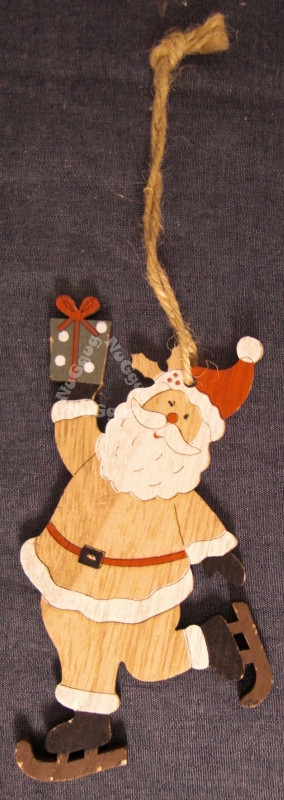Weihnachtsanhänger Nikolaus auf Schlittschuhen, 12,5 cm, Holz, Christbaumschmuck