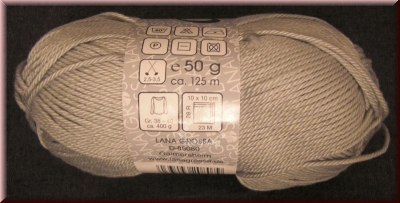 Baumwollbasicgarn Cotone, silbergrau, 50 Gramm, von Lana Grossa, Wollknäuel