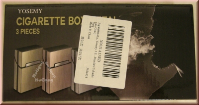 Zigarettenetui mit Magnetverschluß, 3er Set, grau, Metall