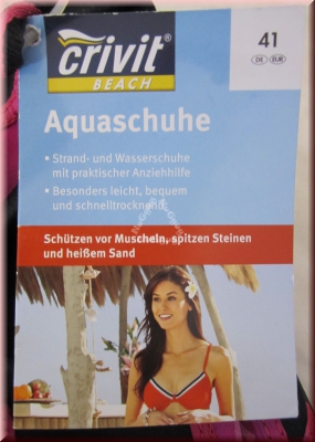 Aquaschuhe crivit, schwarz/pink, EUR-Größe 41, Strandschuhe, Wasserschuhe