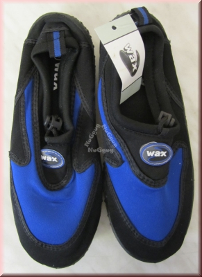 Aquaschuhe WAX Junior, schwarz/Royal-Blau, UK-Größe 5, EUR-Größe 38, Strandschuhe, Wasserschuhe