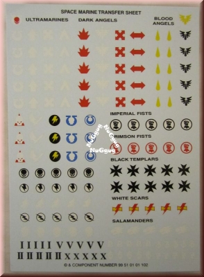 Space Marine Transfer Sheet Ultramarines Dark Angles Blood Angles von Games Workshop. Warhammer 40k