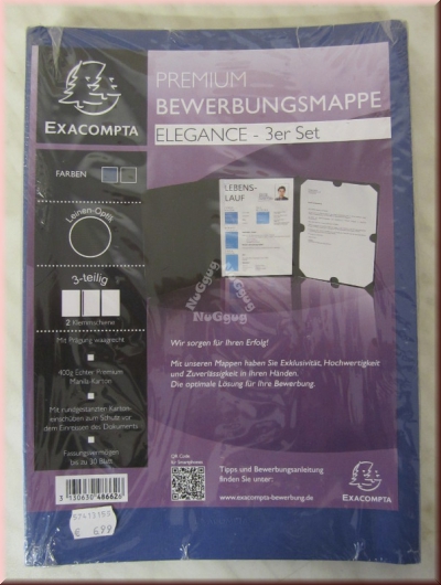 Bewerbungsmappe Elegance, 3er Set, blau