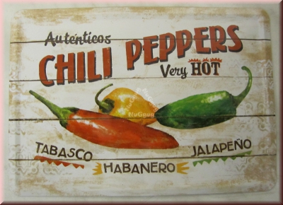 Blechschild "Chili Peppers", Blechpostkarte 10 x 15 cm