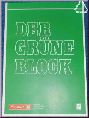 Der grüne Block, Briefblock A4, 50 Blatt, blanko, unliniert, von Brunnen