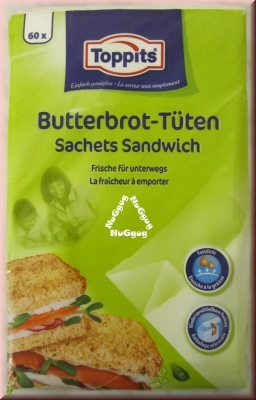 Butterbrot-Tüten, Sandwich-Tüten, von Toppits, 60 Stück