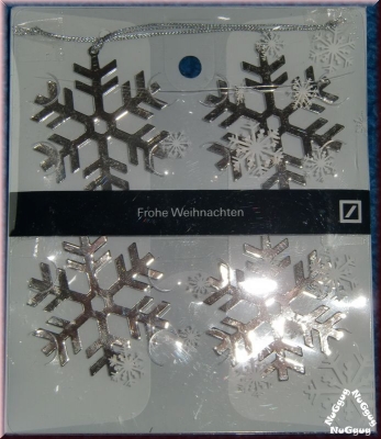 Schneeflocke verchromt. 4er-Set. Weihnachtsschmuck