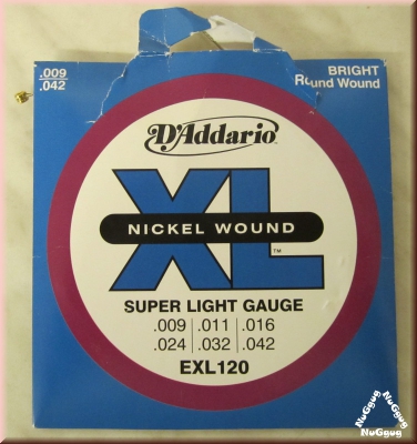 Gitarrensaiten D'Addario EXL120 Nickel Wound XL für E-Gitarren, 009-042
