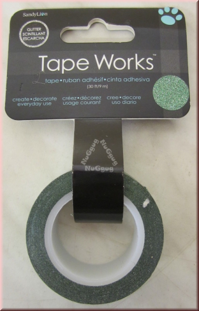 Tape Works Glitter Tape, Solid Green, 9 Meter