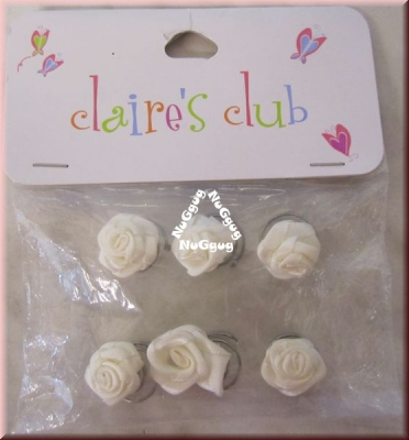Rosenblüten weiß auf Federstahl. 6 Stück. Claire's Club