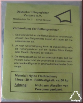 Rettungsschnur vom Deutschen Hängegleiter Verband e. V.. 30 Meter mit Gewicht