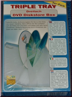 Dreifach DVD Diskstore Box. 3er-Pack