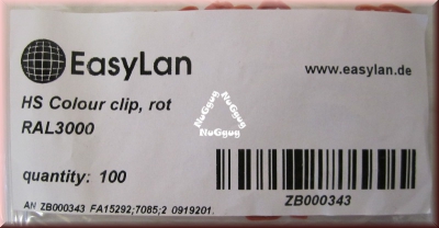 EasyLan HS Colour Clip, rot, Farbmarkierungsclips für DualBoot Patchkabel, 100 Stück