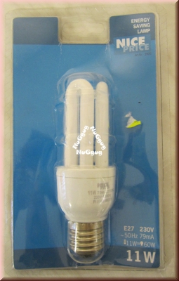 Energiesparlampe Nice Price, 11 Watt, E27, 2700K