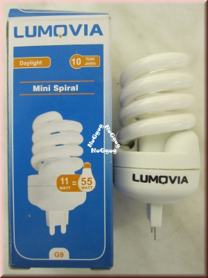 Energiesparlampe Lumovia Daylight Mini Spiral, 11 Watt, G9, 6400K