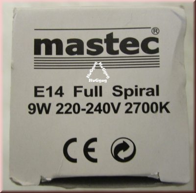 Energiesparlampe Mastec Full Spiral, 9 Watt, E14, 2700K