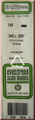 Evergreen scale models Stripe Styrene. 1/4 Scake 2x4. 1 x2 mm. 10 Stück