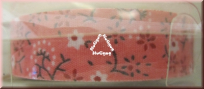 Fabric tape, Stoffklebeband, rosa mit Muster, selbstklebend, 15 x 500 mm