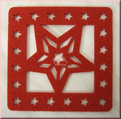 Filz Untersetzer Weihnachtsstern, rot, für Gläaser, 9,8 x 9,8 cm, 6 Stück
