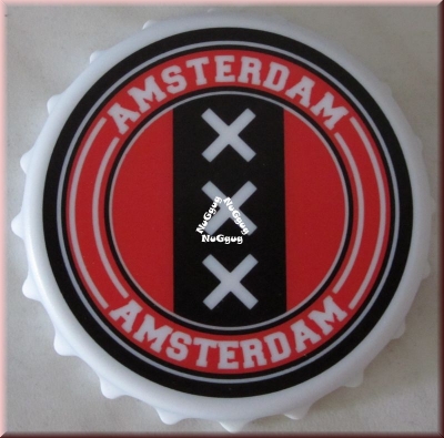 Flaschenöffner "Amsterdam XXX". für Kronkorken und Schraubverschlüsse