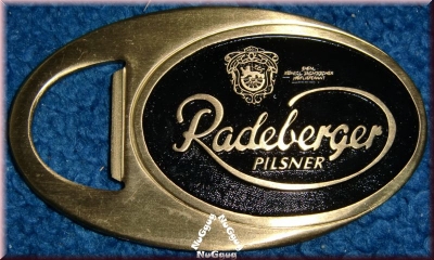 Flaschenöffner "Redeberger Pilsner". goldfarben aus Metall. Push up