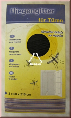 Fliegengitter für Türen mit Klettband, 2 x 60 x 210 cm, schwarz, waschbar