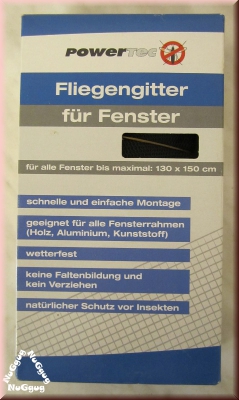 Fliegengitter PowerTec für Fenster mit Klettband, 130 x 150 cm, schwarz, waschbar