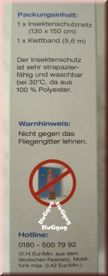 Fliegengitter PowerTec für Fenster mit Klettband, 130 x 150 cm, schwarz, waschbar