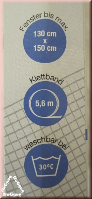 Fliegengitter PowerTec für Fenster mit Klettband, 130 x 150 cm, schwarz, waschbar