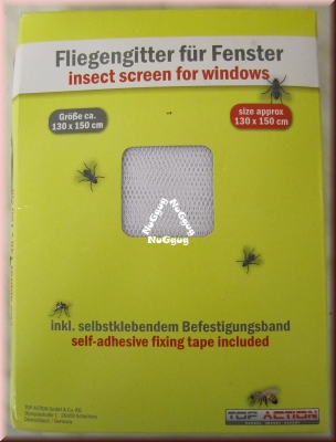 Fliegengitter für Fenster mit Klettband, 130 x 150 cm, weiss, waschbar