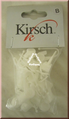 Gardinenröllchen Kiesch, Größe B, Gardinenhaken, weiss, 25 Stück