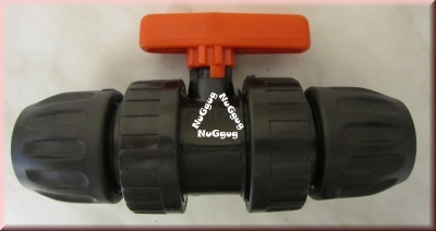 Kugelhahn "Mega Safe" aus PP, von Plimex, Klemmverschraubung 20mm Rohr