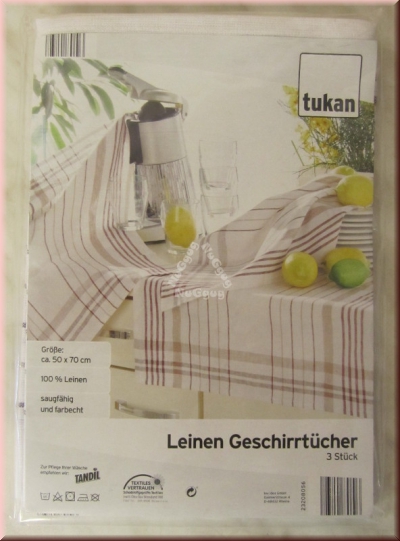 Geschirrtücher Leinen, 50 x 70 cm, 3 Stück