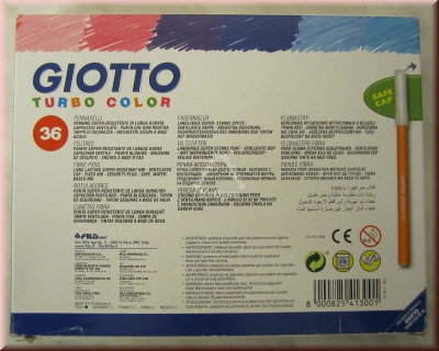 Giotto Turbo Color Fasermaler, verschiedene Farben, 36 Stück, Filzstifte