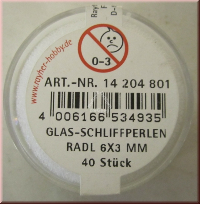 Glas-Schliffperlen Bergkristall, Radl 6 x 3 mm, 40 Stück
