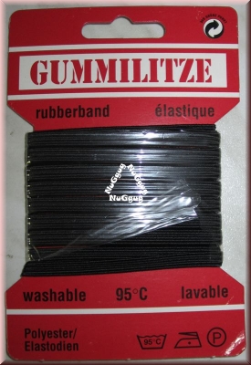 Gummilitze schwarz, Polyester/Elastodien, 3 Meter