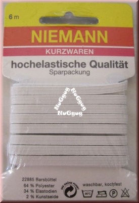 Gummilitze weiß, Niemann, 6 Meter, 5 mm