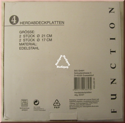 Herdabdeckplatten "Function", Edelstahl, Set mit 4 Stück