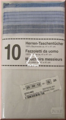 Herren-Taschentücher, Baumwolle, 41 x 41 cm, 10 Stück