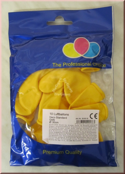 Herzluftballons, gelb, 30 cm, Herz Luftballons