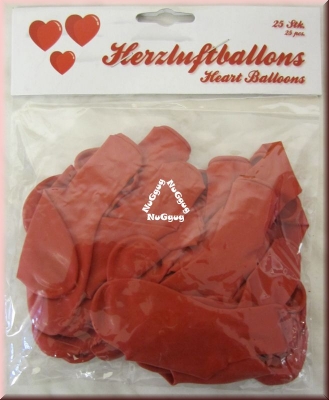 Herzluftballons rot, Luftballons, 25 Stück