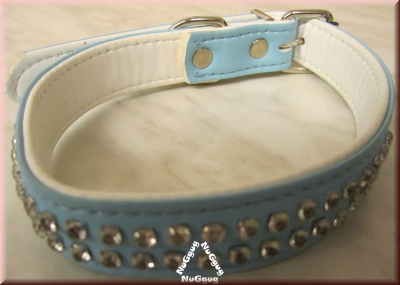 Hundehalsband Leder, türkis, mit Strass