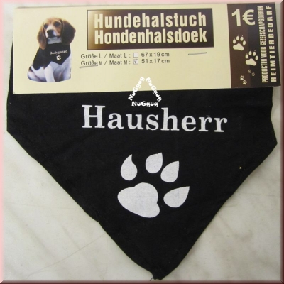 Hundehalstuch "Hausherr", schwarz, Größe M, 51 x 17 cm