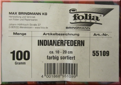 Indianerfedern, 10 - 20 cm, farbig sortiert, 100 Gramm