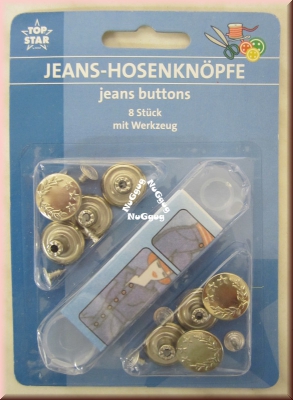 Jeans Hosenknöpfe mit Werkzeug, 8 Stück