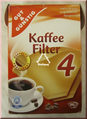 Filterpapier ungebleicht, naturbraun, feinporig, Größe 4, Kaffee Filter, 92 Stück Kaffeefilter
