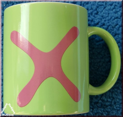 Kaffeepott grün mit Motiv "X". Kaffeetasse