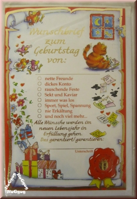 Geburtstagskarte "Wunschbrief" mit Umschlag