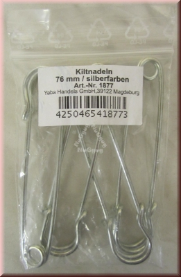 Kiltnadeln, 76 mm, silberfarben, 4 Stück