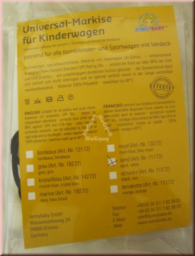 Kinderwagen Universal-Markise, Farbe Sand, Verdeck